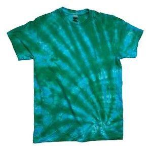 Tie Dyed Green and Light Blue T Shirt